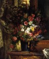 Un jarrón de flores sobre una consola Eugene Delacroix